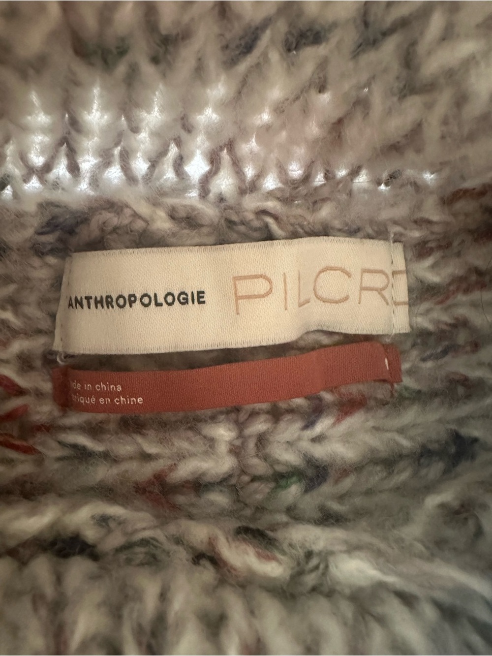 Anthropologie Pilcro Turtleneck Sweater Cream Brown Fleck Chunky Knit M - Picture 7 of 8